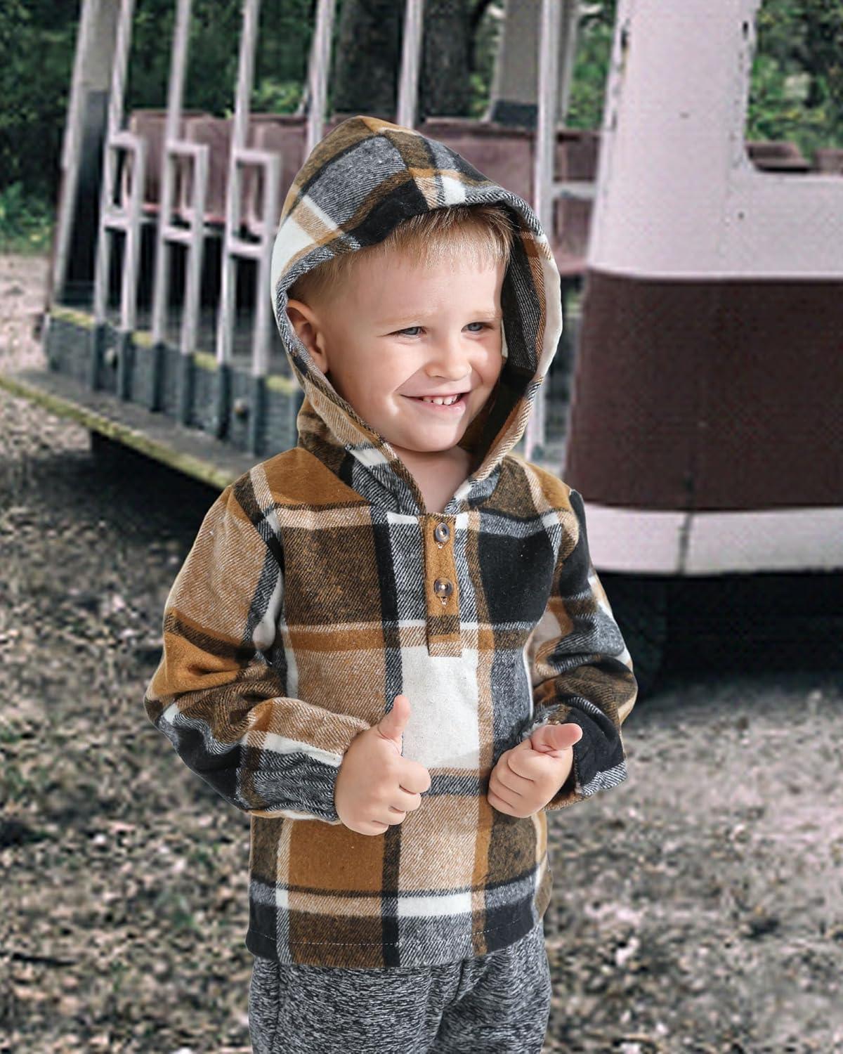 imageKucnuzki Baby Toddler Boy Clothes Fall Winter Outfits Long Sleeve Shirt Sweatshirt  Long Pants Kids Little Boy ClothingBrown Grey