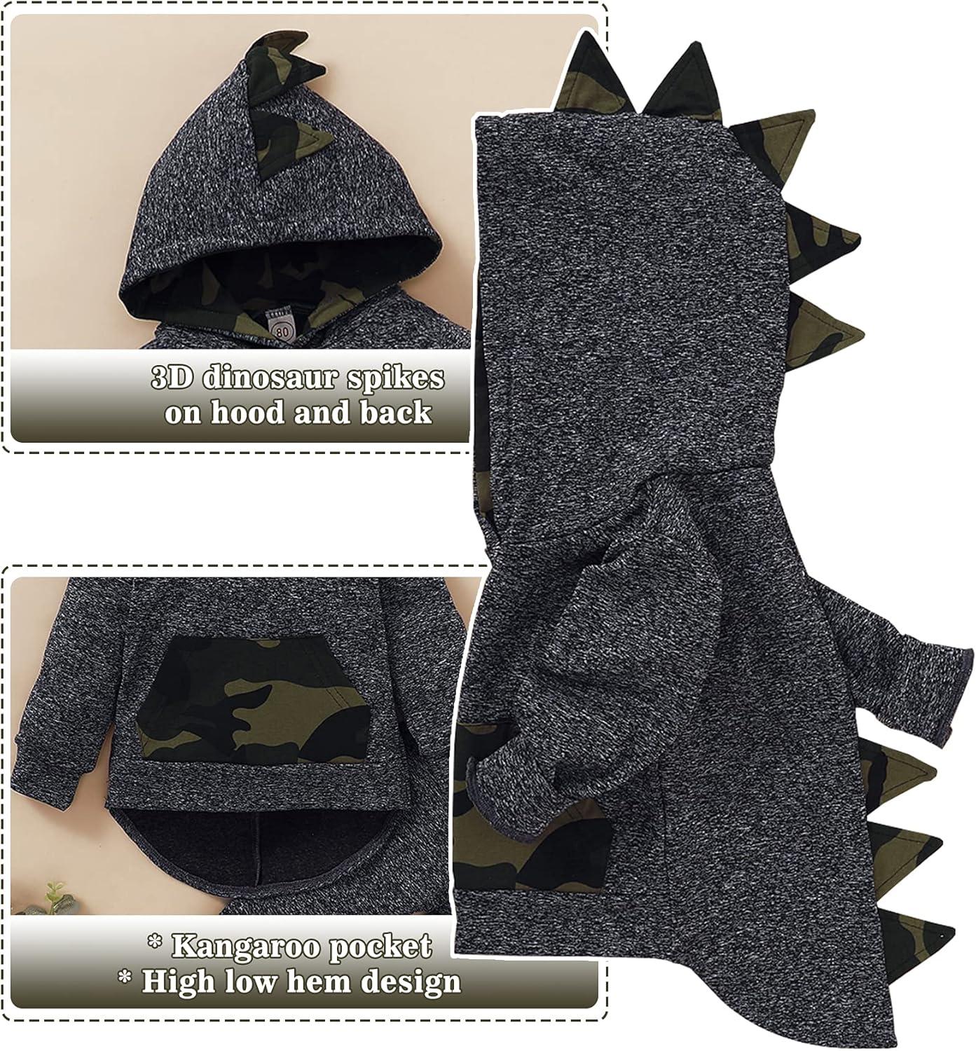 imageKucnuzki Baby Toddler Boy Clothes Fall Winter Outfits Long Sleeve Shirt Sweatshirt  Long Pants Kids Little Boy ClothingDinosaur Camo