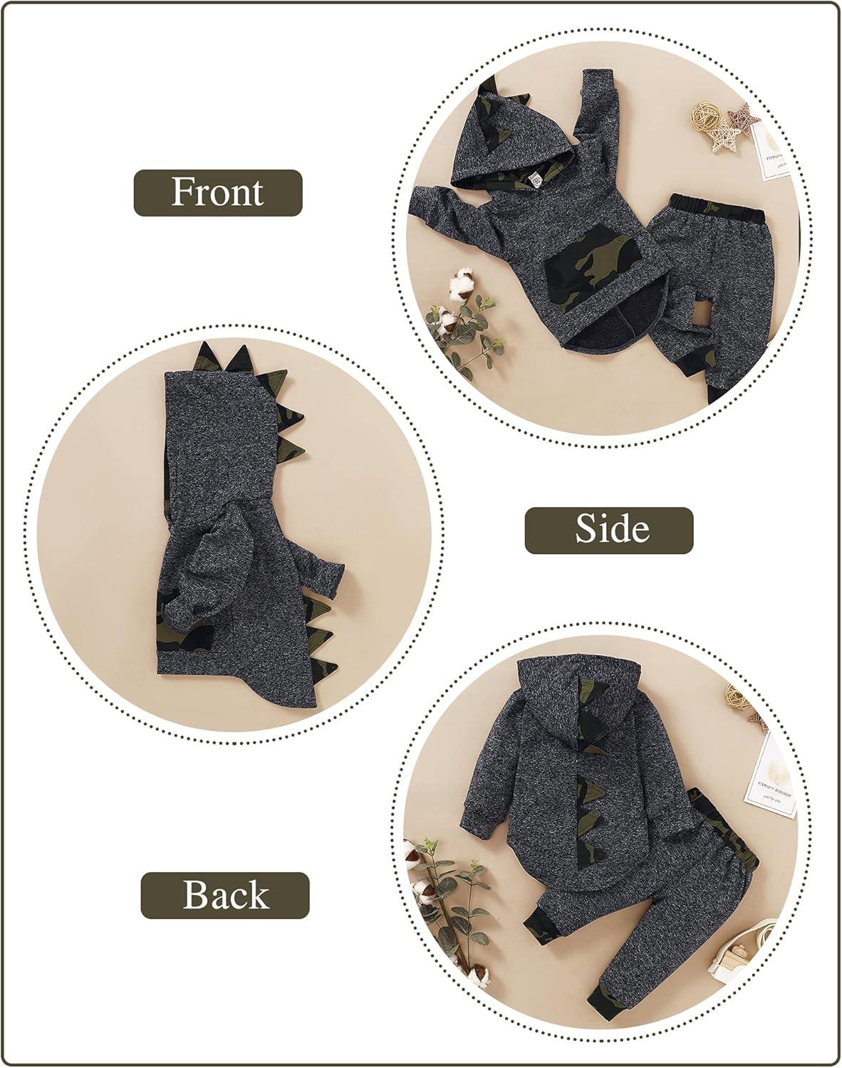 imageKucnuzki Baby Toddler Boy Clothes Fall Winter Outfits Long Sleeve Shirt Sweatshirt  Long Pants Kids Little Boy ClothingDinosaur Camo