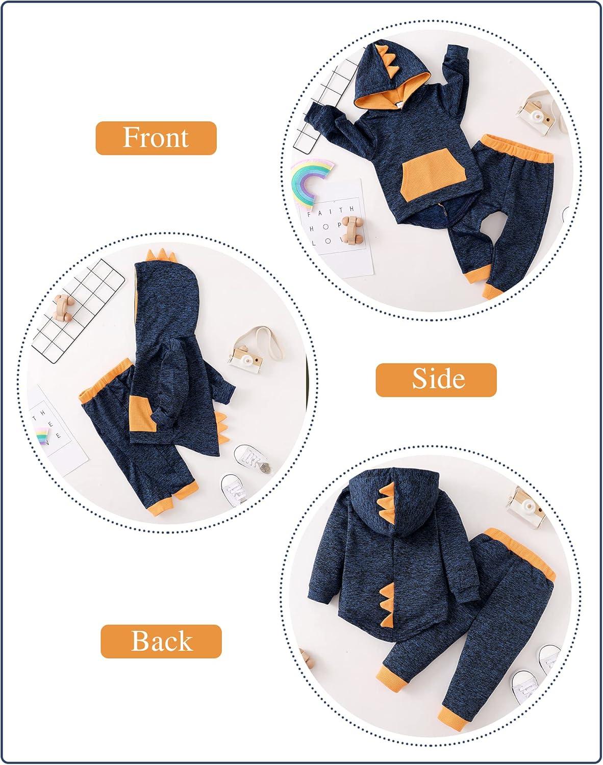 imageKucnuzki Baby Toddler Boy Clothes Fall Winter Outfits Long Sleeve Shirt Sweatshirt  Long Pants Kids Little Boy ClothingDinosaur Yellow