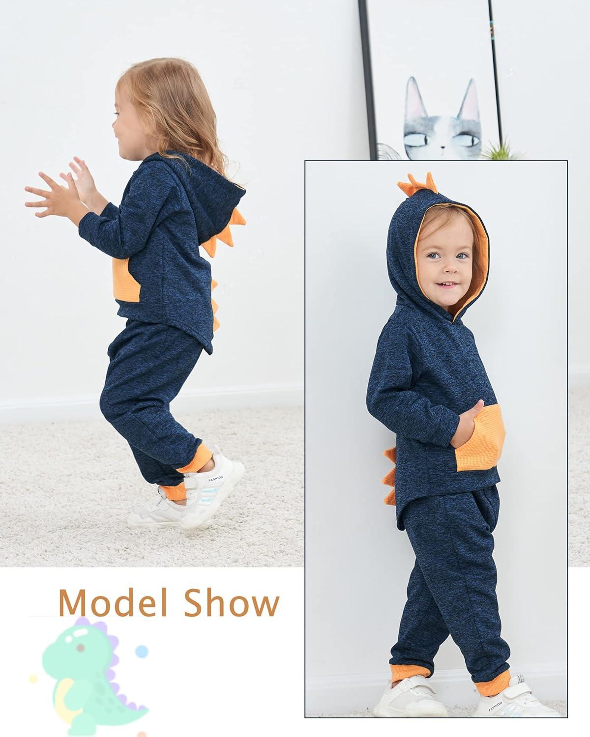 imageKucnuzki Baby Toddler Boy Clothes Fall Winter Outfits Long Sleeve Shirt Sweatshirt  Long Pants Kids Little Boy ClothingDinosaur Yellow