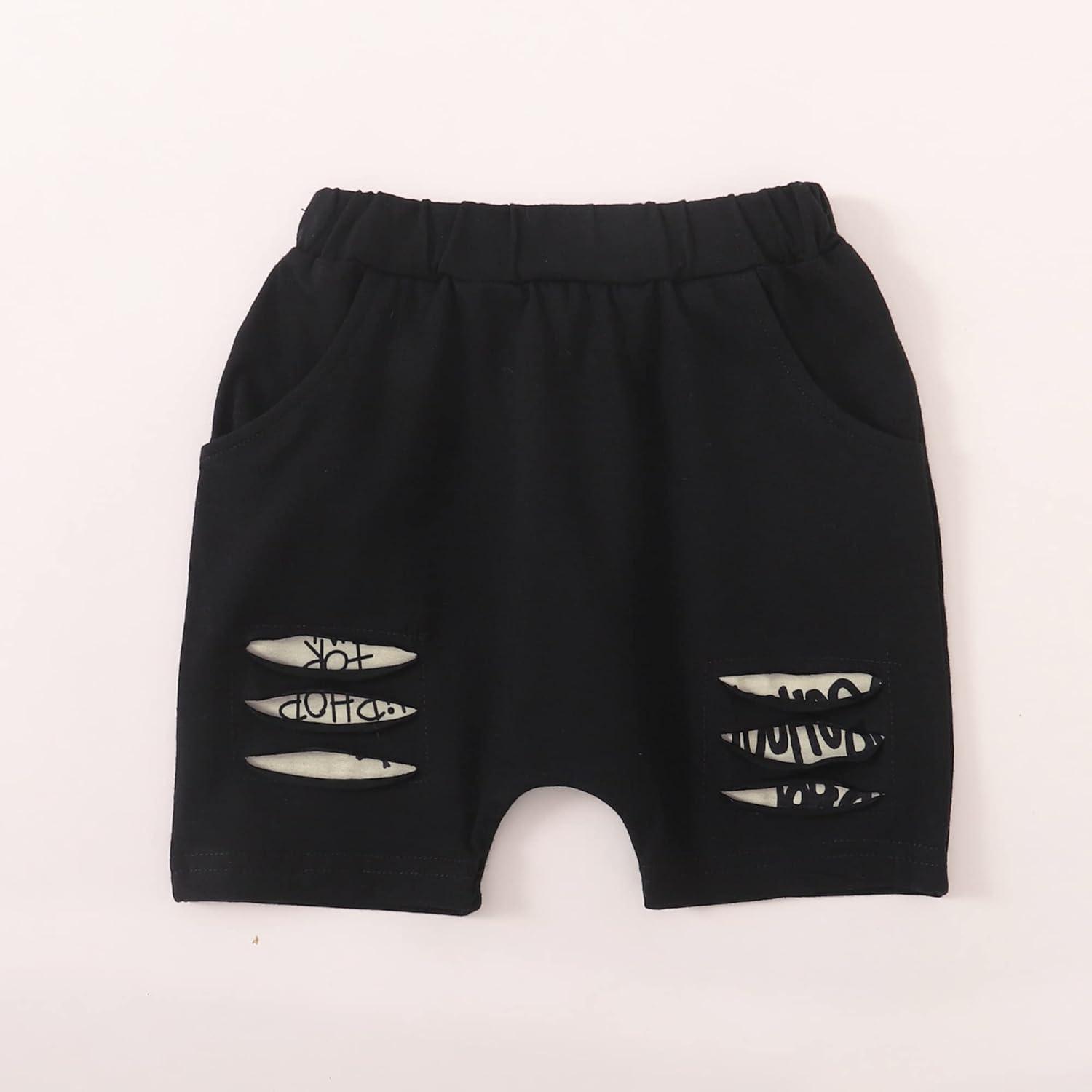 imageKucnuzki Toddler Baby Boy Clothes Outfits Short Summer Sleeve Letters Printed Shirt Shorts Sets 2PC Little Boy ClothingApricot