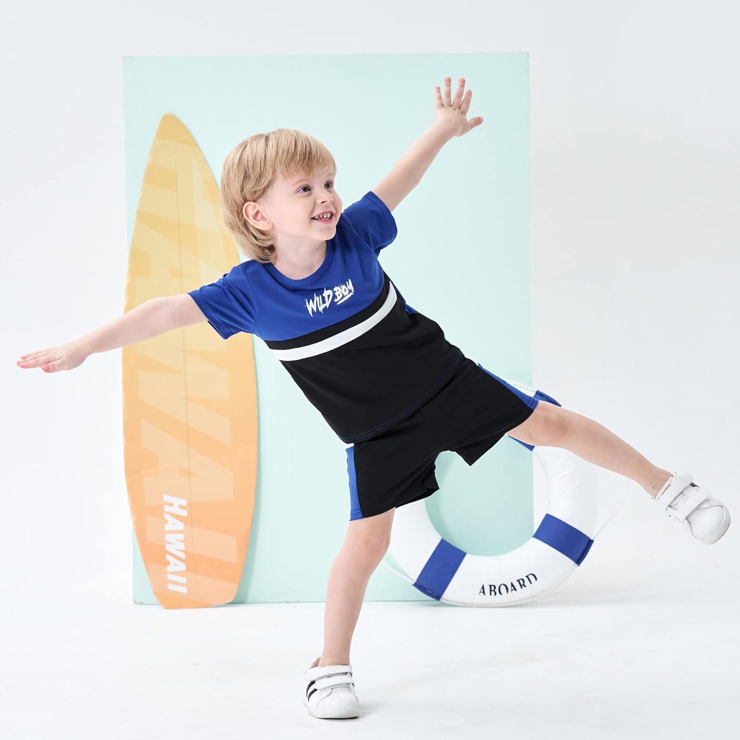 imageKucnuzki Toddler Baby Boy Clothes Outfits Short Summer Sleeve Letters Printed Shirt Shorts Sets 2PC Little Boy ClothingBlack Blue