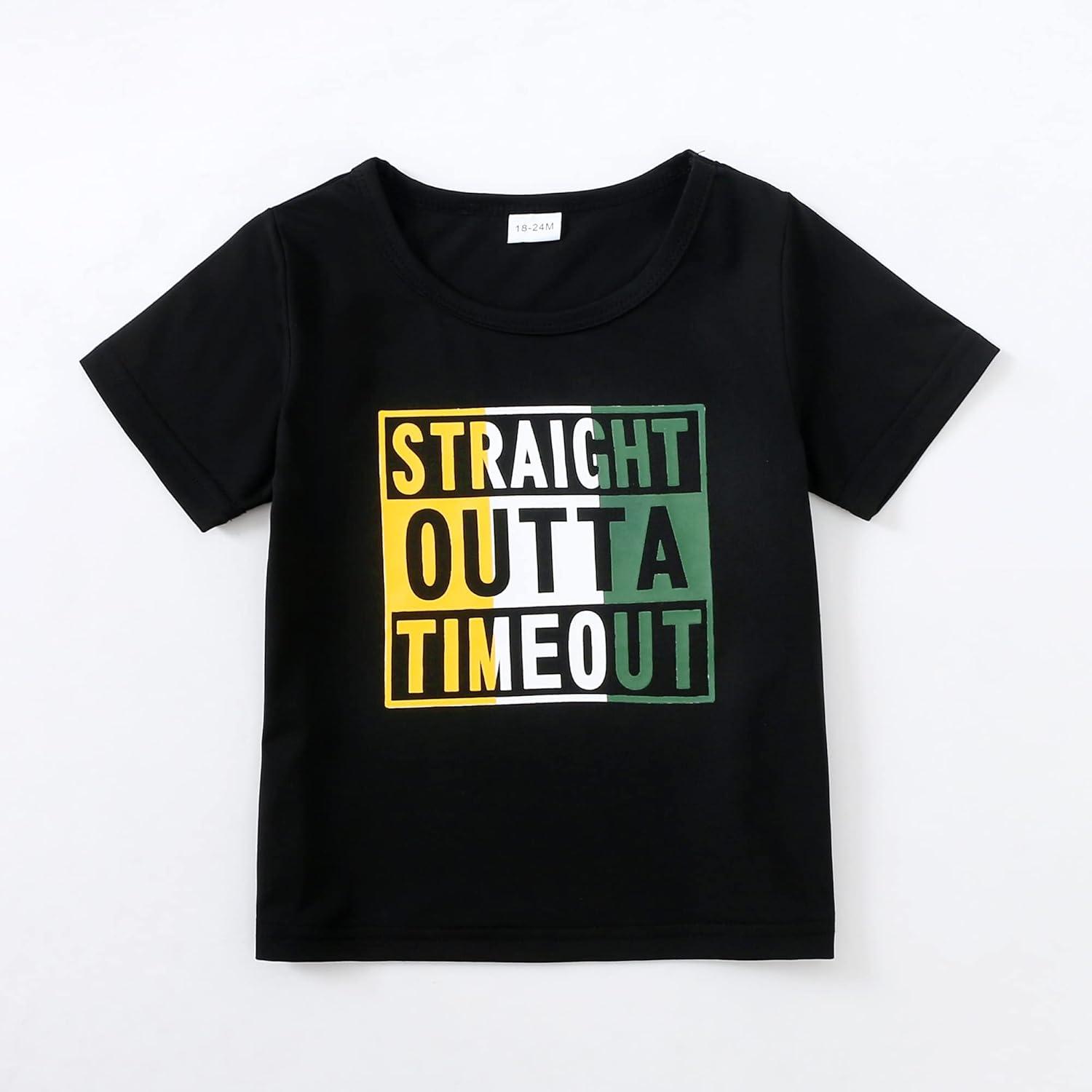 imageKucnuzki Toddler Baby Boy Clothes Outfits Short Summer Sleeve Letters Printed Shirt Shorts Sets 2PC Little Boy ClothingBlack Green