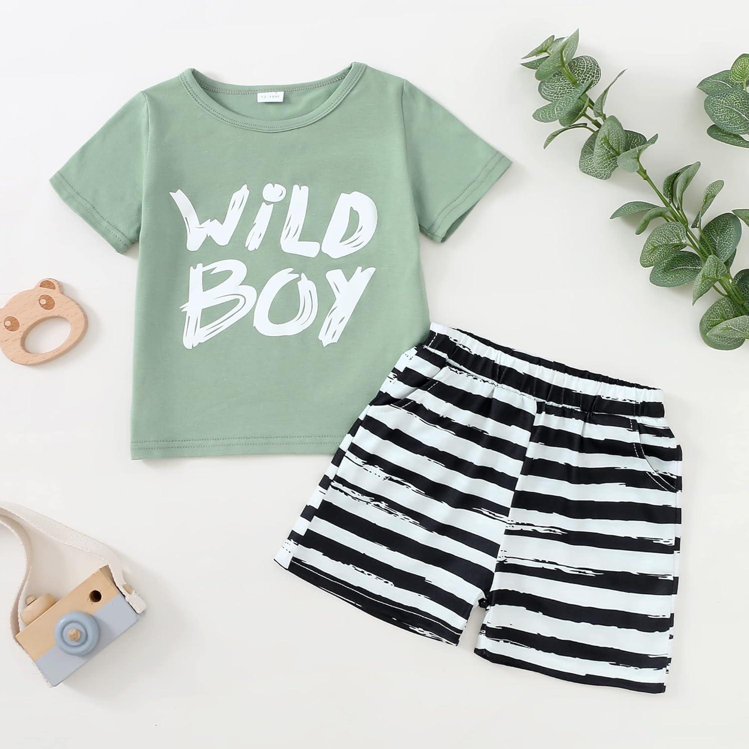 imageKucnuzki Toddler Baby Boy Clothes Outfits Short Summer Sleeve Letters Printed Shirt Shorts Sets 2PC Little Boy ClothingDarkseagreen