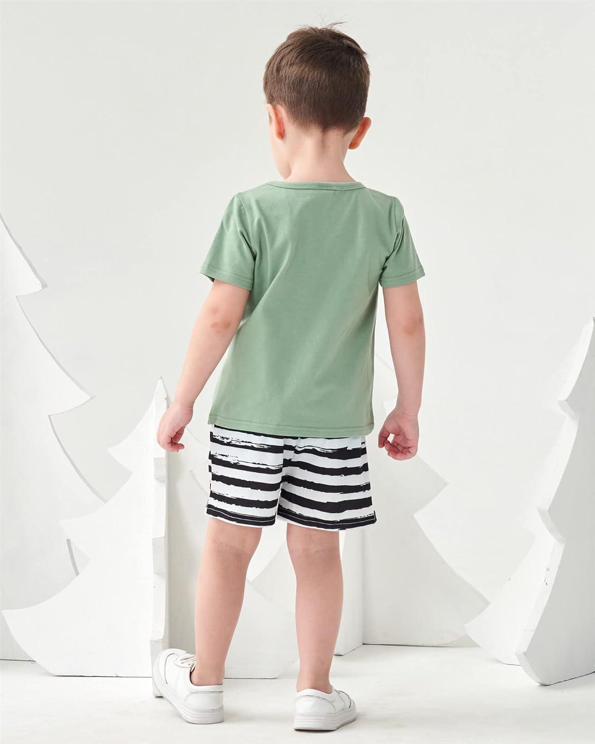 imageKucnuzki Toddler Baby Boy Clothes Outfits Short Summer Sleeve Letters Printed Shirt Shorts Sets 2PC Little Boy ClothingDarkseagreen