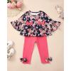 imageBaby Girl Clothes Toddler Girl Fall Outfits Ruffle Long Sleeve Floral Shirt Tops Winter Leggings Pants Clothing SetBlue Flower