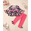 imageBaby Girl Clothes Toddler Girl Fall Outfits Ruffle Long Sleeve Floral Shirt Tops Winter Leggings Pants Clothing SetBlue Flower