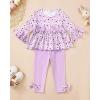imageBaby Girl Clothes Toddler Girl Fall Outfits Ruffle Long Sleeve Floral Shirt Tops Winter Leggings Pants Clothing SetPurple