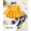 imageBaby Girl Clothes Toddler Girl Fall Outfits Ruffle Long Sleeve Floral Shirt Tops Winter Leggings Pants Clothing SetYellow