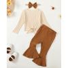 imageKucnuzki Baby Girl Clothes Toddler Clothes Long Sleeve Plain Shirts Top Bell Bottoms Flare Pants Infant Girl Fall OutfitBrown