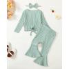 imageKucnuzki Baby Girl Clothes Toddler Clothes Long Sleeve Plain Shirts Top Bell Bottoms Flare Pants Infant Girl Fall OutfitGreen
