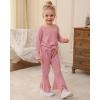 imageKucnuzki Baby Girl Clothes Toddler Clothes Long Sleeve Plain Shirts Top Bell Bottoms Flare Pants Infant Girl Fall OutfitPink