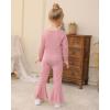imageKucnuzki Baby Girl Clothes Toddler Clothes Long Sleeve Plain Shirts Top Bell Bottoms Flare Pants Infant Girl Fall OutfitPink