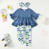 imageKucnuzki Baby Girl Clothes Toddler Girl Outfit Cute Shirt Ruffle Top Pant Set Fall Winter Clothing For GirlBlue