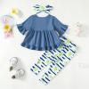 imageKucnuzki Baby Girl Clothes Toddler Girl Outfit Cute Shirt Ruffle Top Pant Set Fall Winter Clothing For GirlBlue