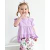 imageKucnuzki Baby Girl Clothes Toddler Girl Outfit Cute Shirt Ruffle Top Pant Set Fall Winter Clothing For GirlPurple Flower