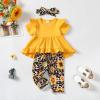 imageKucnuzki Baby Girl Clothes Toddler Girl Outfit Cute Shirt Ruffle Top Pant Set Fall Winter Clothing For GirlYellow Sunflower