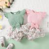 imageKucnuzki Newborn Baby Girl Clothes Infant Ruffle Romper Floral Shorts Set Cute Baby Girl Gifts Stuff Summer Outfit GirlGreen