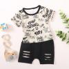 imageKucnuzki Toddler Baby Boy Clothes Outfits Short Summer Sleeve Letters Printed Shirt Shorts Sets 2PC Little Boy ClothingApricot