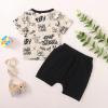 imageKucnuzki Toddler Baby Boy Clothes Outfits Short Summer Sleeve Letters Printed Shirt Shorts Sets 2PC Little Boy ClothingApricot
