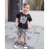 imageKucnuzki Toddler Baby Boy Clothes Outfits Short Summer Sleeve Letters Printed Shirt Shorts Sets 2PC Little Boy ClothingBlack