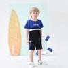 imageKucnuzki Toddler Baby Boy Clothes Outfits Short Summer Sleeve Letters Printed Shirt Shorts Sets 2PC Little Boy ClothingBlack Blue
