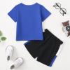 imageKucnuzki Toddler Baby Boy Clothes Outfits Short Summer Sleeve Letters Printed Shirt Shorts Sets 2PC Little Boy ClothingBlack Blue