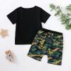 imageKucnuzki Toddler Baby Boy Clothes Outfits Short Summer Sleeve Letters Printed Shirt Shorts Sets 2PC Little Boy ClothingBlack Green