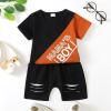 imageKucnuzki Toddler Baby Boy Clothes Outfits Short Summer Sleeve Letters Printed Shirt Shorts Sets 2PC Little Boy ClothingBlackbrownmama