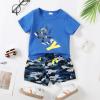 imageKucnuzki Toddler Baby Boy Clothes Outfits Short Summer Sleeve Letters Printed Shirt Shorts Sets 2PC Little Boy ClothingBlue Camo