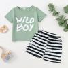 imageKucnuzki Toddler Baby Boy Clothes Outfits Short Summer Sleeve Letters Printed Shirt Shorts Sets 2PC Little Boy ClothingDarkseagreen
