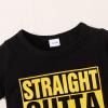 imageKucnuzki Toddler Baby Boy Clothes Outfits Short Summer Sleeve Letters Printed Shirt Shorts Sets 2PC Little Boy ClothingLight Black