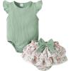 imageKucnuzki Newborn Baby Girl Clothes Infant Ruffle Romper Floral Shorts Set Cute Baby Girl Gifts Stuff Summer Outfit GirlGreen