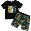 imageKucnuzki Toddler Baby Boy Clothes Outfits Short Summer Sleeve Letters Printed Shirt Shorts Sets 2PC Little Boy ClothingBlack Green