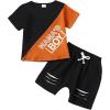 imageKucnuzki Toddler Baby Boy Clothes Outfits Short Summer Sleeve Letters Printed Shirt Shorts Sets 2PC Little Boy ClothingBlackbrownmama