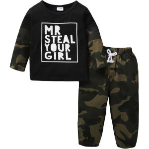imageKucnuzki Baby Toddler Boy Clothes Fall Winter Outfits Long Sleeve Shirt Sweatshirt  Long Pants Kids Little Boy ClothingBoy Clothes Green Camo