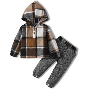 imageKucnuzki Baby Toddler Boy Clothes Fall Winter Outfits Long Sleeve Shirt Sweatshirt  Long Pants Kids Little Boy ClothingBrown Grey