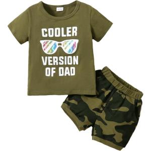 imageKucnuzki Toddler Baby Boy Clothes Outfits Short Summer Sleeve Letters Printed Shirt Shorts Sets 2PC Little Boy ClothingDarkolivegreen