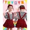 imageKucnuzki 1218 Month Girl Clothes Baby Girl Dresses Leopard Outfit Long Sleeve shirt Romper Maroon Dress Ruffle Overall Suspender Skirt Infant Clothes for Girls