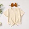 imageKucnuzki 2T3T Girls Clothes Toddler Girl Outfit Cute Stuff Short Sleeve Ruffle Tops Shirt Brown Pants Set for 23 Years Old Girl Soft Little Girl Outfit
