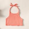 imageKucnuzki 2T3T Girls Clothes Toddler Girl Outfit Cute Stuff Sleeveless Orange Tank Tops Crop Halter Top Flare Pants for 23 Years Old Girl Soft Little Girl Outfit