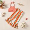 imageKucnuzki 2T3T Girls Clothes Toddler Girl Outfit Cute Stuff Sleeveless Orange Tank Tops Crop Halter Top Flare Pants for 23 Years Old Girl Soft Little Girl Outfit