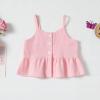 imageKucnuzki 2T3T Girls Clothes Toddler Girl Outfit Cute Stuff Sleeveless Pink Ruffle Tank Tops Shirt Striped Pants Set for 23 Years Old Girl Soft Little Girl Outfit