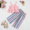 imageKucnuzki 2T3T Girls Clothes Toddler Girl Outfit Cute Stuff Sleeveless Pink Ruffle Tank Tops Shirt Striped Pants Set for 23 Years Old Girl Soft Little Girl Outfit