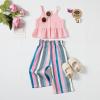imageKucnuzki 2T3T Girls Clothes Toddler Girl Outfit Cute Stuff Sleeveless Pink Ruffle Tank Tops Shirt Striped Pants Set for 23 Years Old Girl Soft Little Girl Outfit
