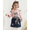 imageKucnuzki Baby Girl Clothes Newborn Baby Girl Outfit Long Sleeve Romper Jean Denim Skirt Set Infant Baby Clothe for GirlsPink