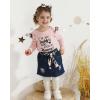imageKucnuzki Baby Girl Clothes Newborn Baby Girl Outfit Long Sleeve Romper Jean Denim Skirt Set Infant Baby Clothe for GirlsPink