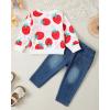 imageKucnuzki Toddler Baby Girl Clothes Long Sleeve Hoodie Crewneck Sweatshirt Denim Jeans Pants Fall Winter Baby Girl OutfitStrawberry