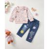 imageKucnuzki Toddler Baby Girl Clothes Long Sleeve Hoodie Crewneck Sweatshirt Denim Jeans Pants Fall Winter Baby Girl OutfitSweet Love